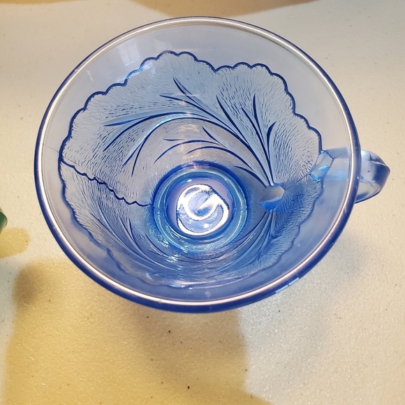 Indiana Glass Pebble Leaf Cups Set 6 Blue Yellow Green Pink SPRING - Picture 11 of 16